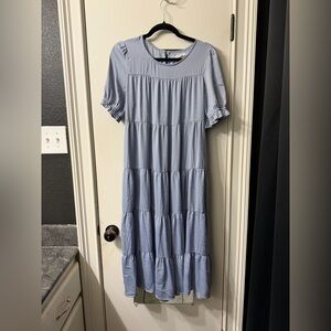 Elegant Blue Tiered Dress